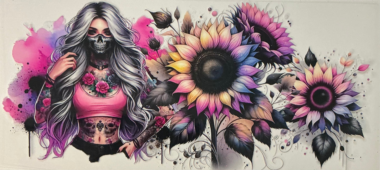 23. Tattooed Girl With Skeleton Mouth & Flowers