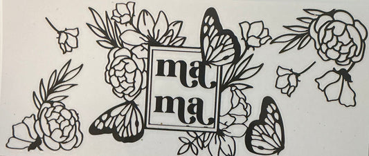 84. Black & White Mom With Butterflies & Flowers