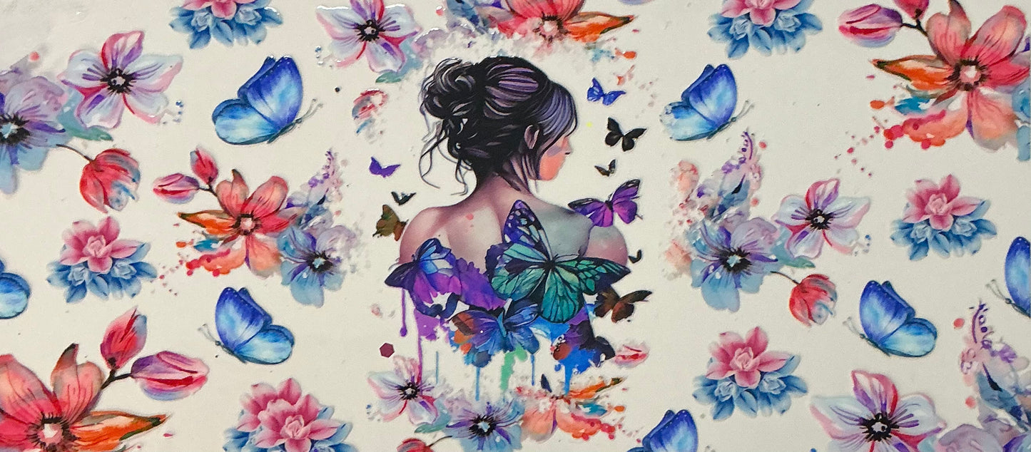26. Girls’s Back With Butterflies & Flowers