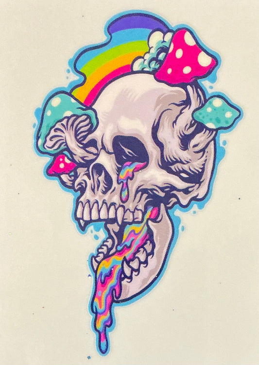 65. Rainbow Skull With Mushrooms